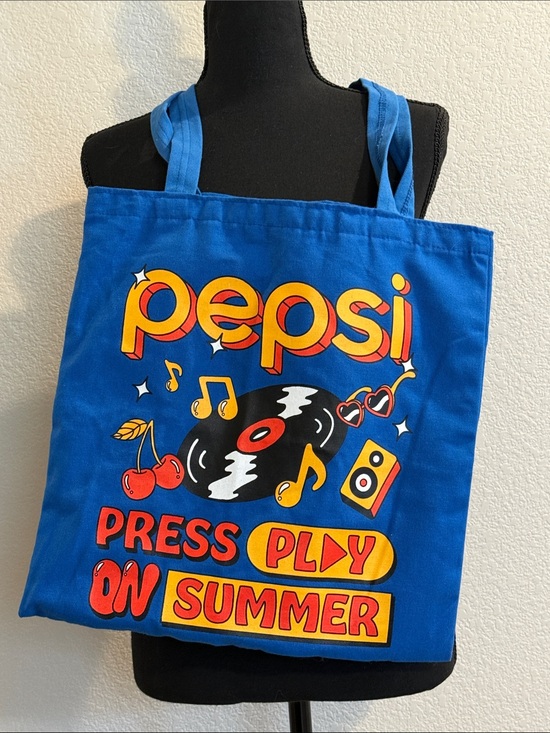 Pepsi Handbags - Pepsi Blue records summer Tote Bag Retro Yellow & Red Graphic 80’s vibe purse